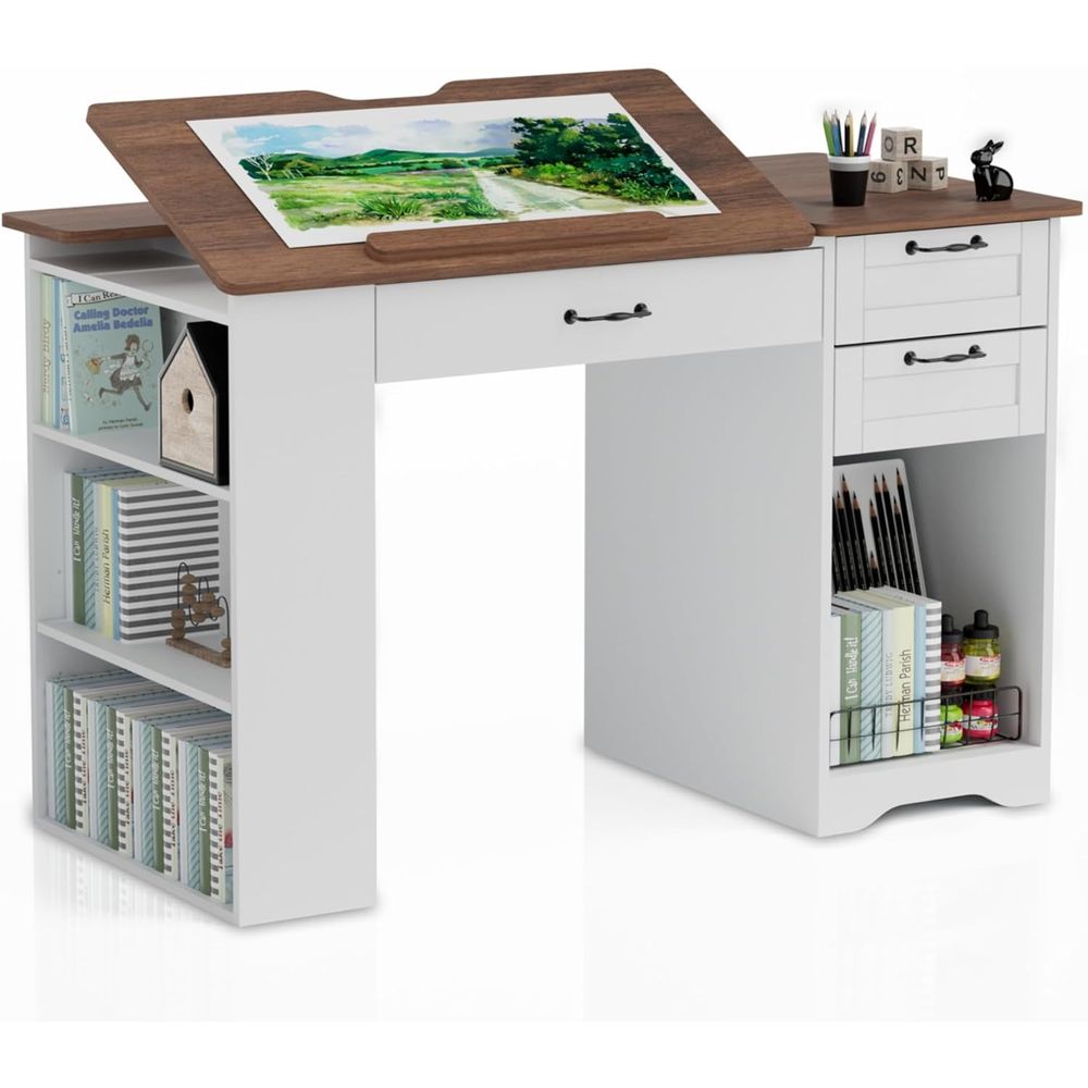 Art & Craft Toys For Kids - Drating Table with Storage Cabinet &