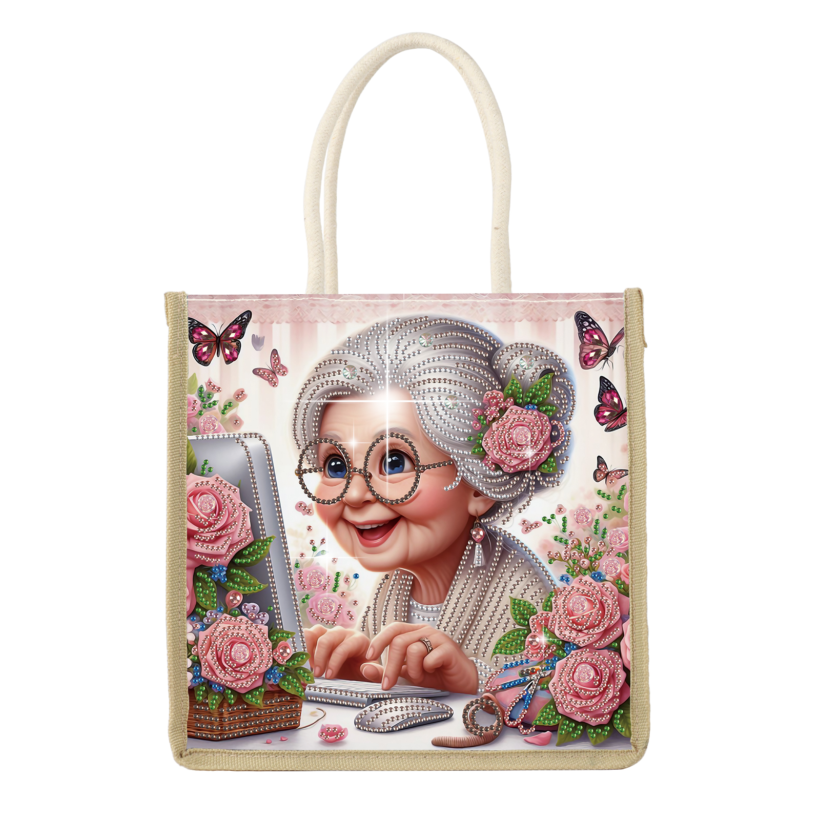 Art Craft Kits - Diamond Art Painting Handbag Kits,Happy Grandma