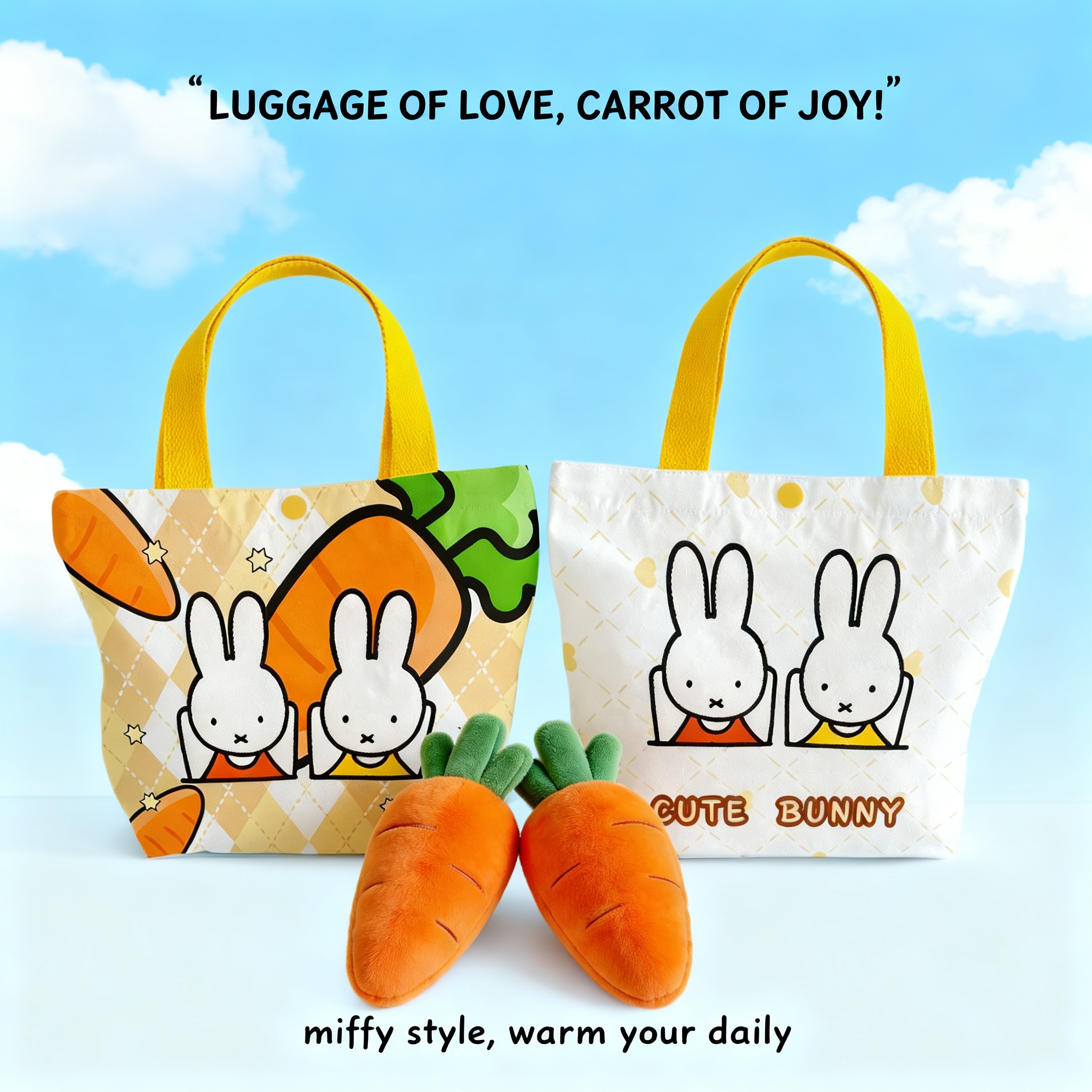 Art Craft Bag - Creative Cartoon Miffy Rabbit Canvas Bag