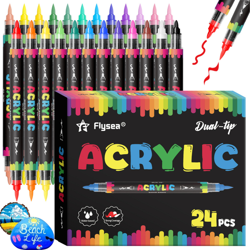 Art Craft Using Paper - Dual-Tip Acrylic Marker Set, 12/24 Colors
