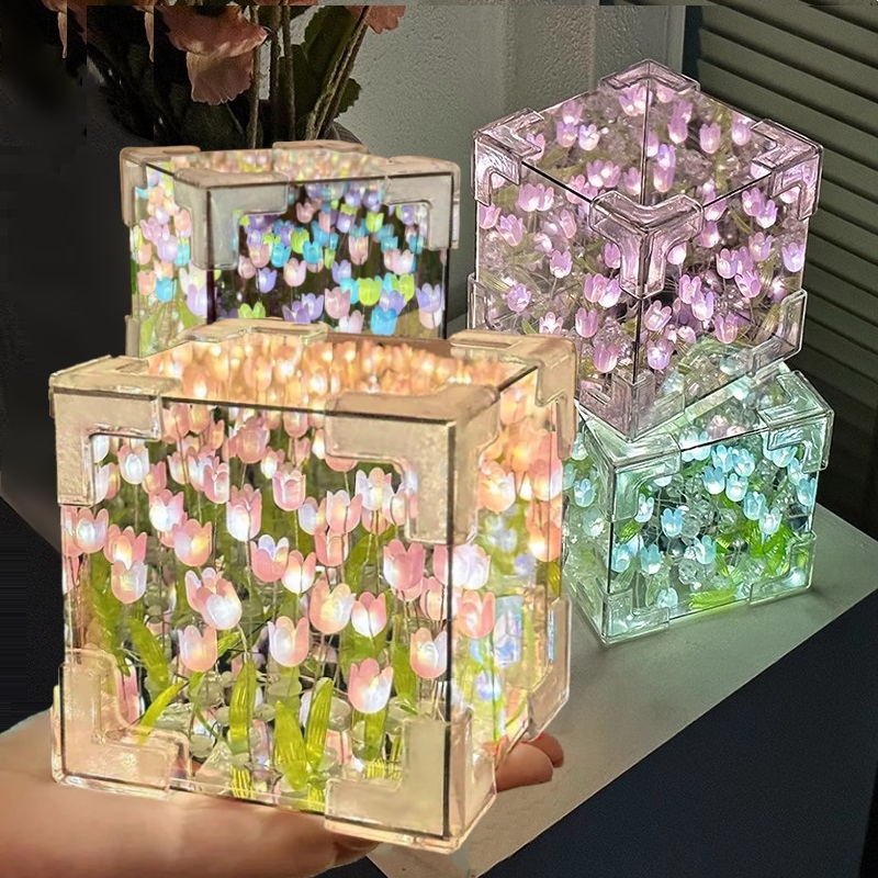 Art Craft Night - DIY Tulip Mirror Cube Lamp Simulation