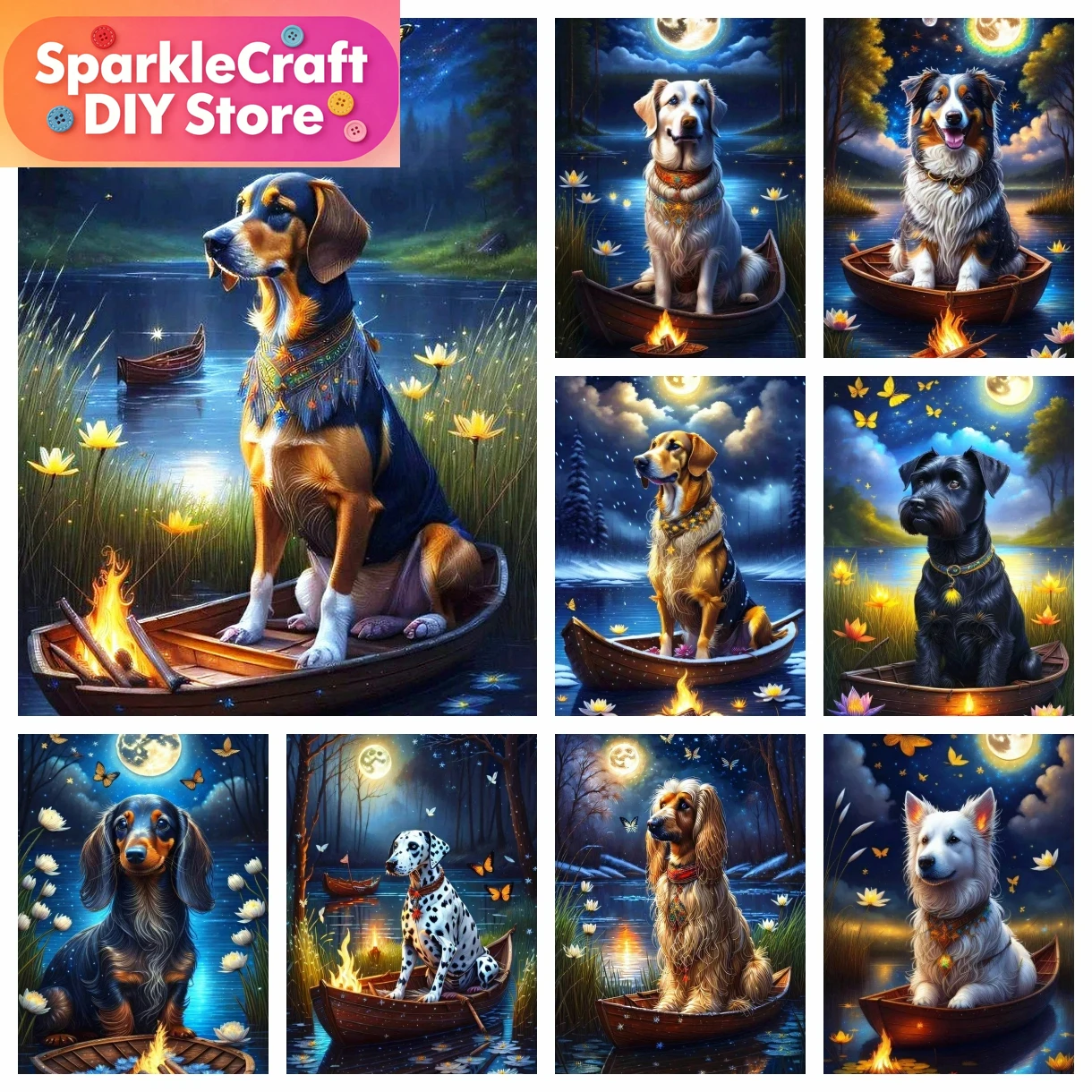 Art Craft Night - 1pc frameless Starry Night Dachshund Full