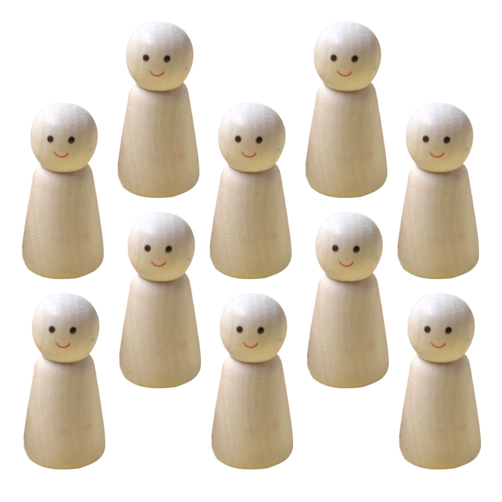 Art Craft Kits - 10pcs Wooden Peg Unfinished Diy Craft