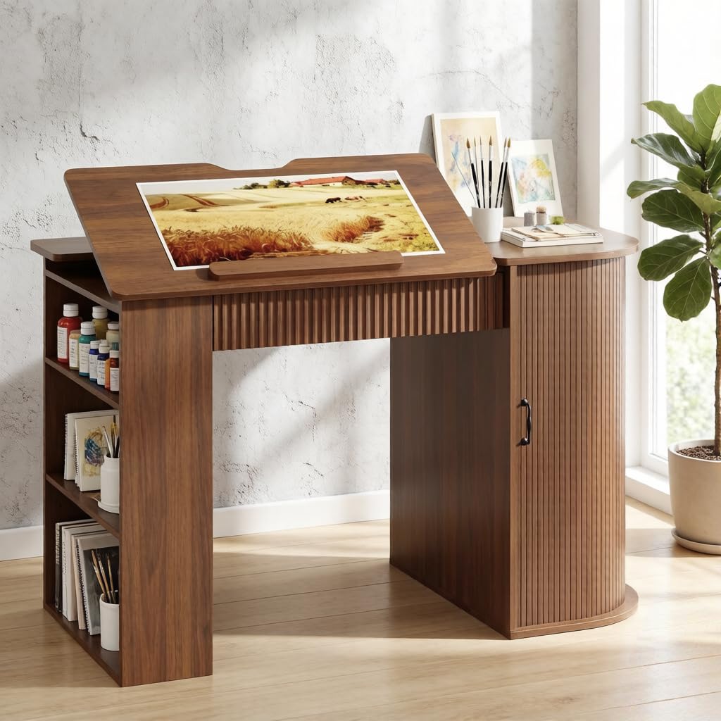 Art & Craft Toys For Kids - Drafting Table with Storage Cabinet &