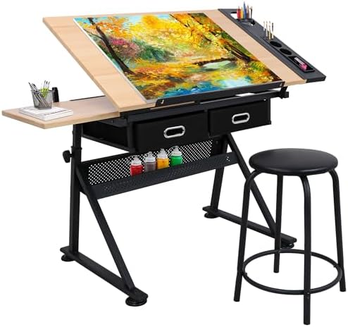 Art & Craft Toys For Kids - Adjustable Height Drafting Desk Drawing Table