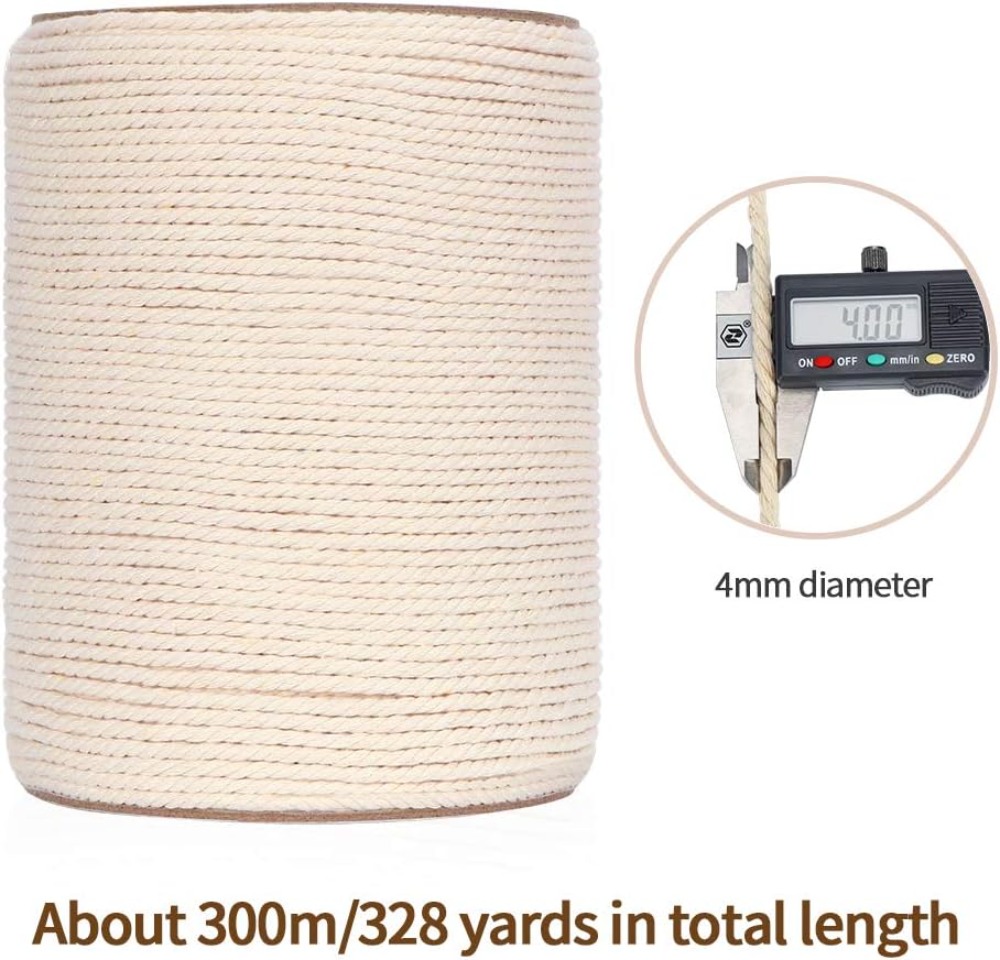 4mm x 328Yds Natural Cotton Ma - đánh giá và giá Macrame Cord Cotton