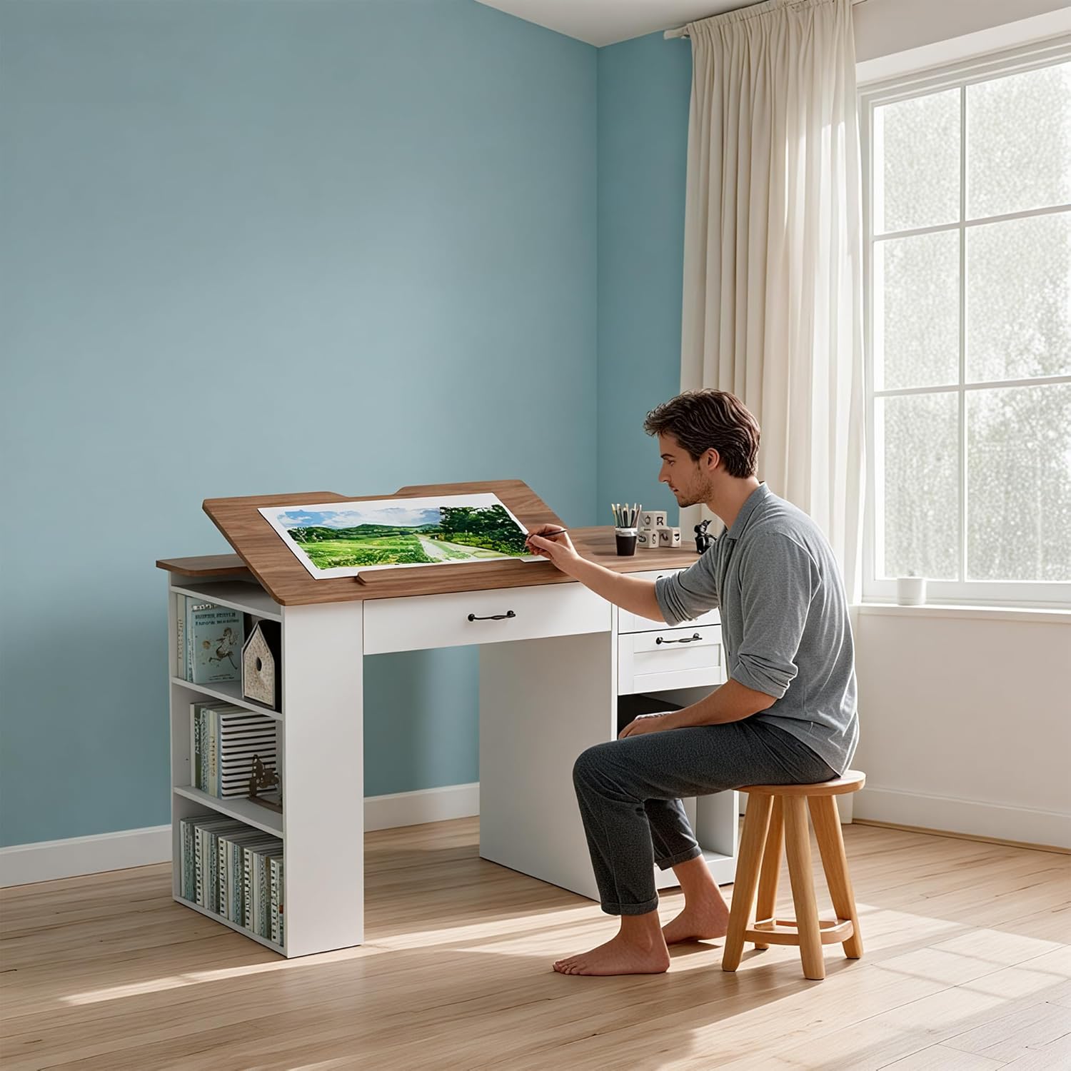 Drafting Table with Storage Ca - đánh giá và giá Art & Craft Toys For Kids