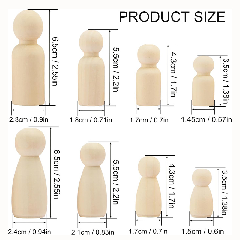 2/5/10Pcs Wooden Peg Doll Unfi - đánh giá và giá Craft And Art Difference