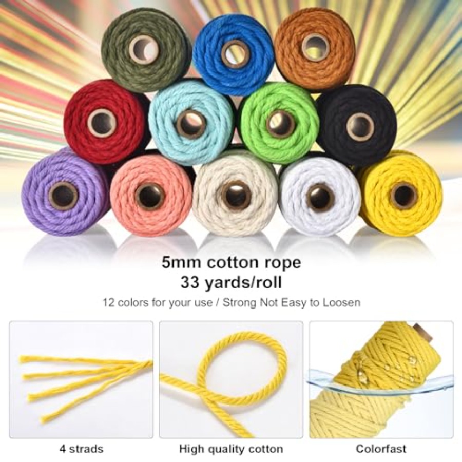 5mm Macrame Cord - 12 Colors N - đánh giá và giá Macrame Cord Cotton