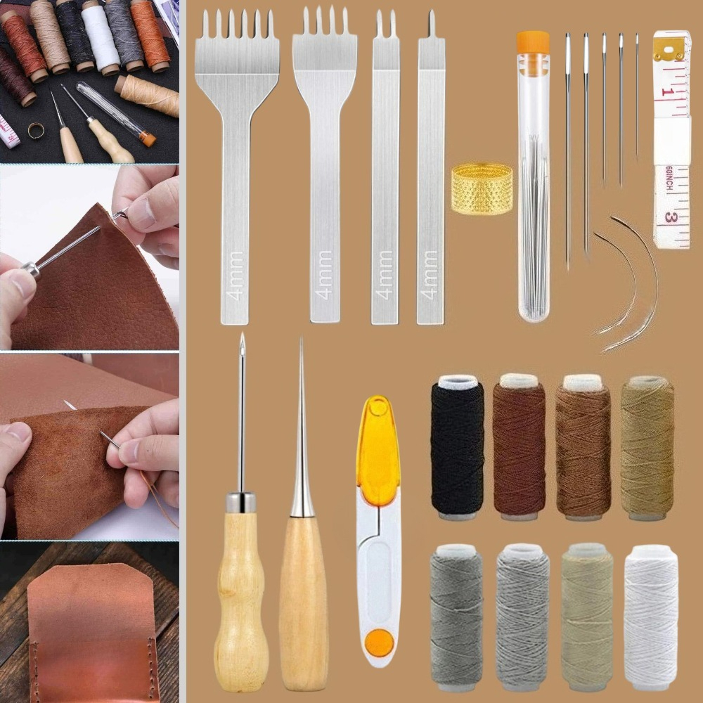 34 Pcs Leather Pouch Kit,Hole  - đánh giá và giá Punch Needle Kit