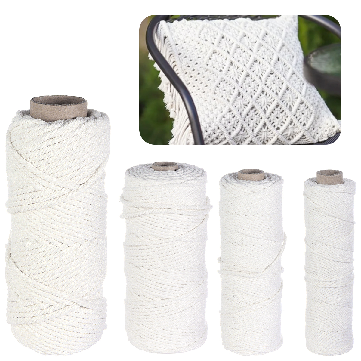 50-100 yards White Cotton Macr - đánh giá và giá Macrame Cord Cotton