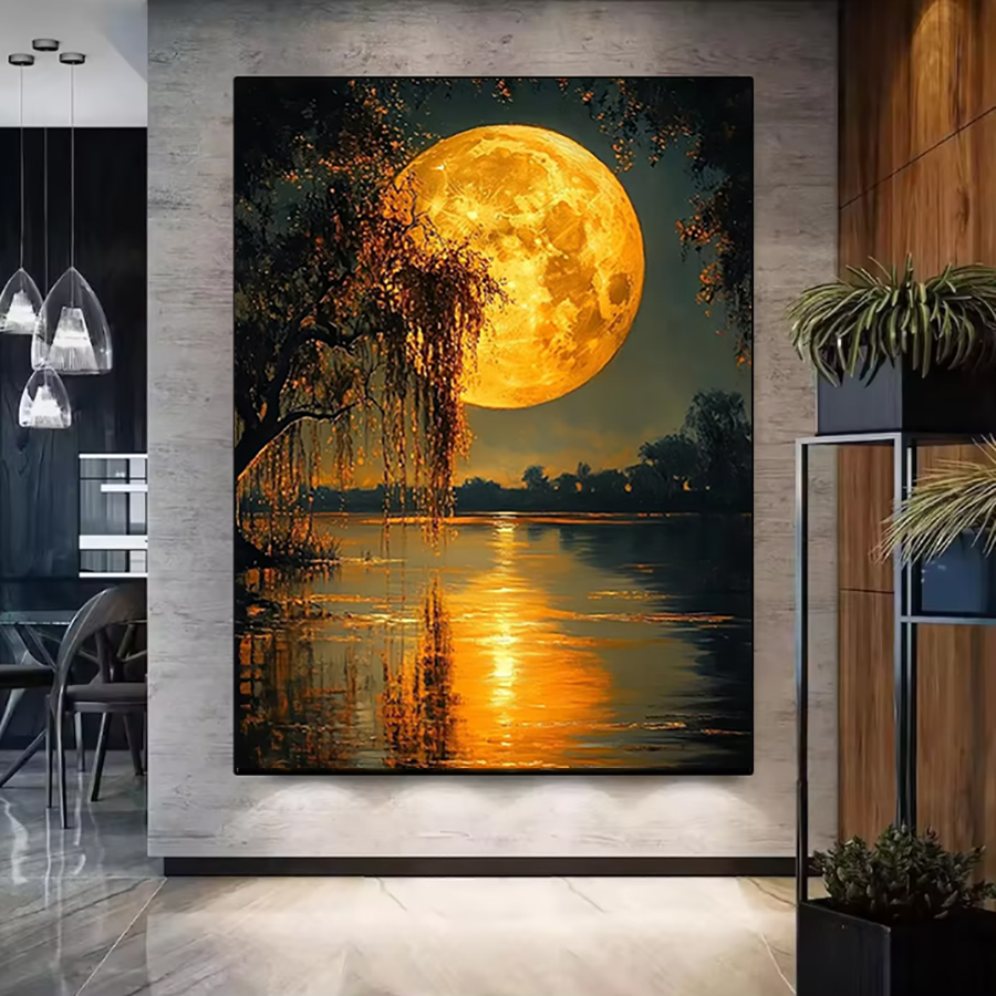 Moon Night Lake Tree Landscape - đánh giá và giá Art Craft Night