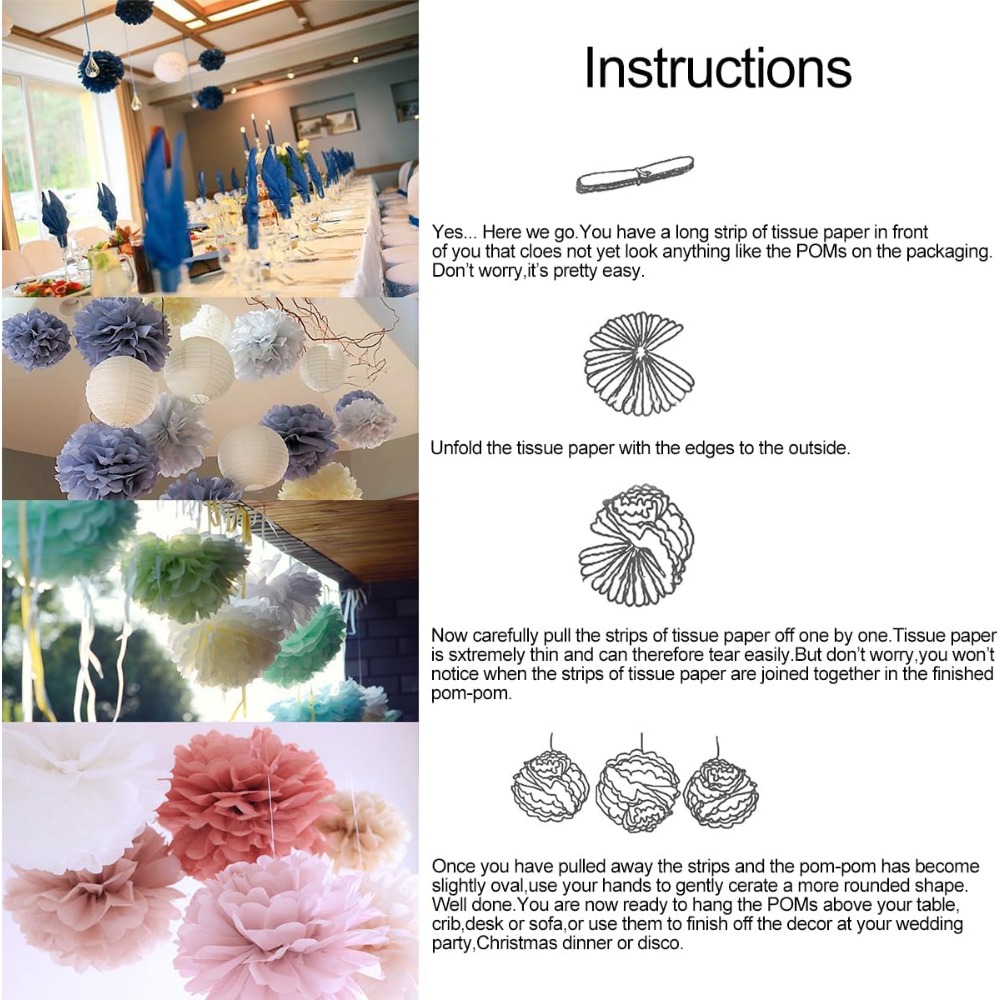 5 Pcs 6 8 10 12 inch Tissue Pa - đánh giá và giá Art Craft Items